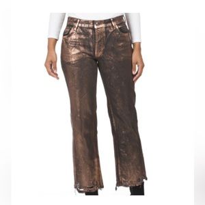 FREE PEOPLE Maggie Mid-rise Coated Jeans Brown NWT